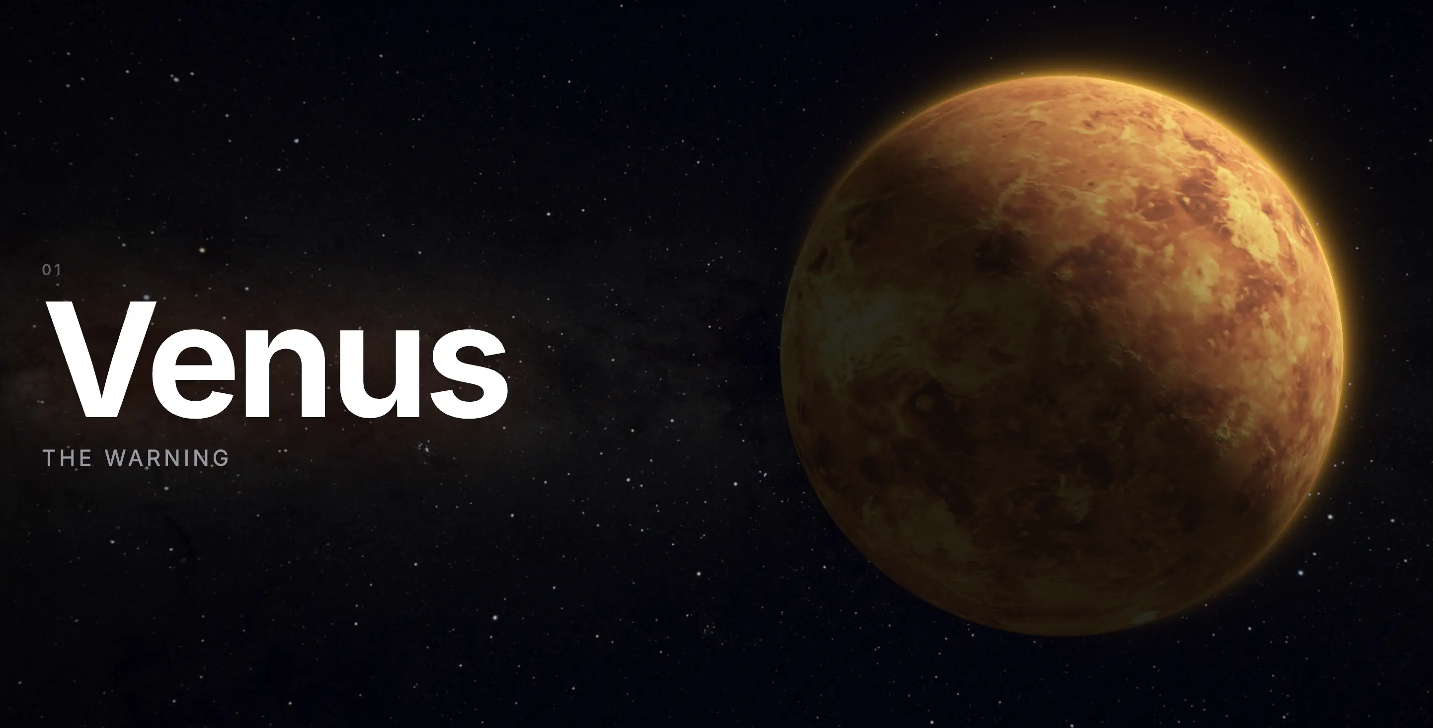 Venus chapter with orange atmosphere glow and single-texture ray tracing