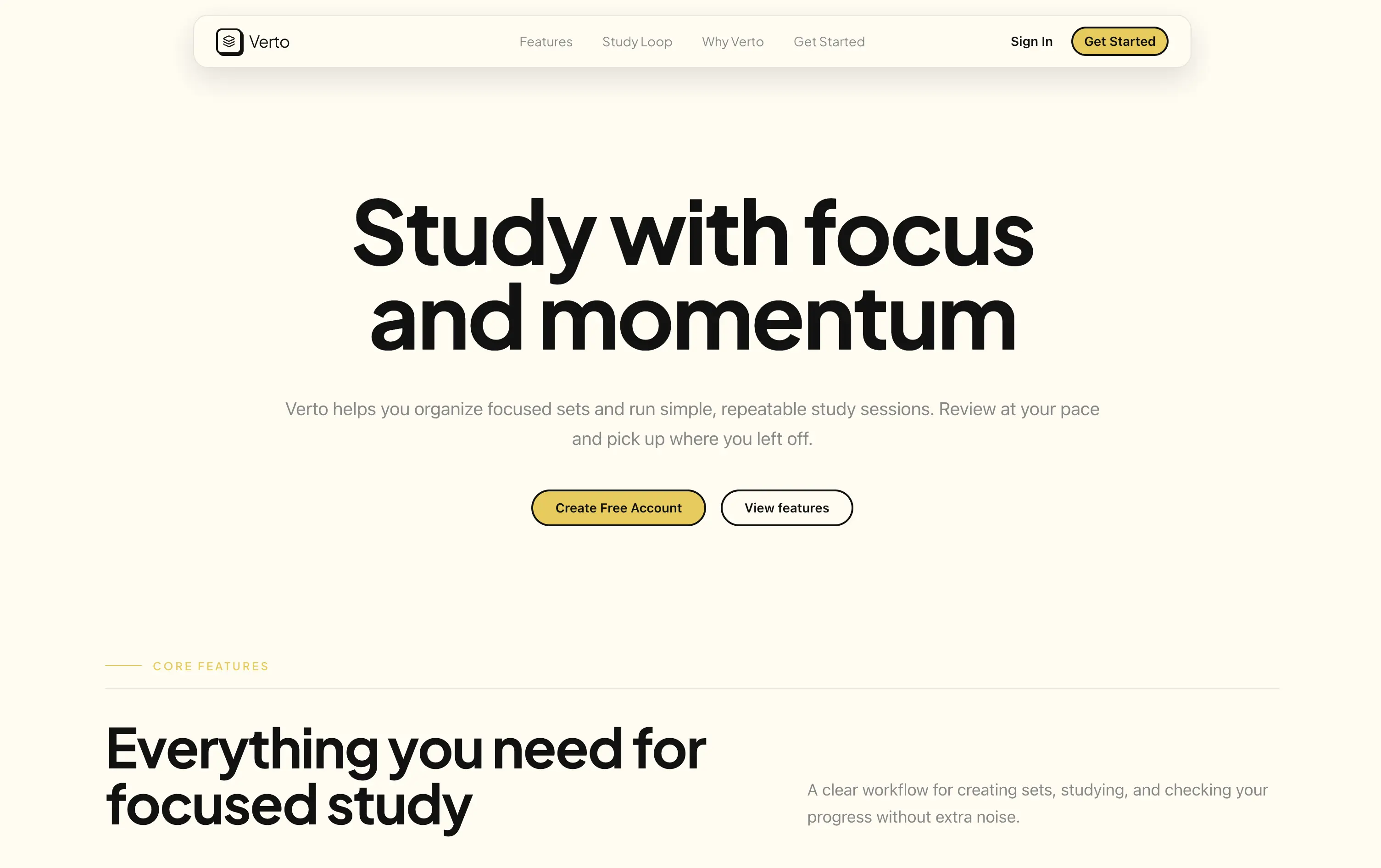 Verto study session with 3D card flip and progress tracking